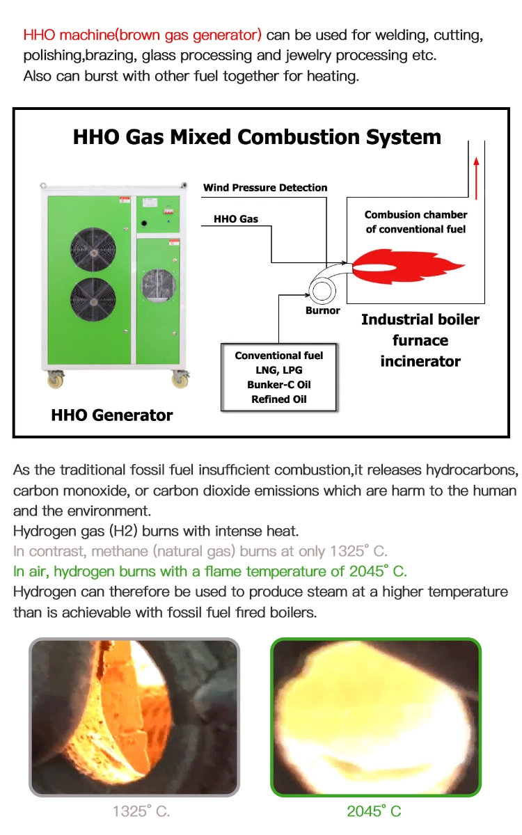 Fuel Saving Device Hho Hydrogen Gas Generator for Natural Gas Fired Boiler Combustion Burner